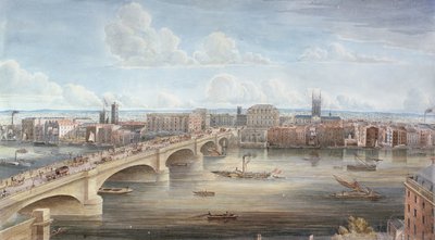 Een Ander Uitzicht op de Nieuwe Londen Brug, met zicht op de Westkant, kijkend naar Southwark, en een verre Zicht op Surrey, 1838 door Gideon Yates